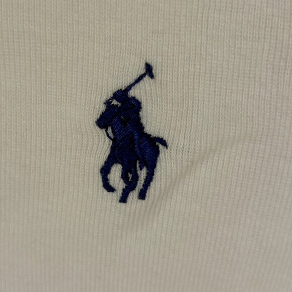 Polo Ralph Lauren Classic V-Neck T-Shirt – White with Blue Pony Logo - Picture 5 of 5